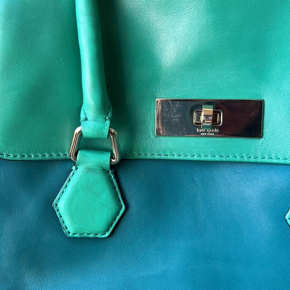 KATE SPADE Colorblock Emerald Satchel Catherine St. Joanie Green Leather 💚 - Picture 3 of 16